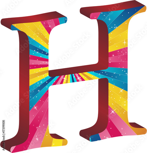 Colored alphabet with stripes and stars