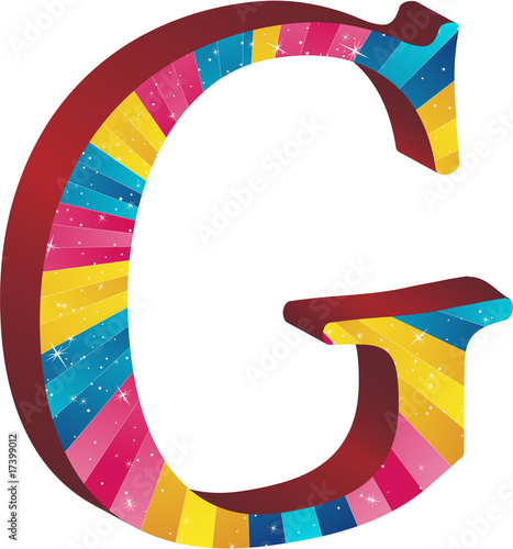 Colored alphabet with stripes and stars