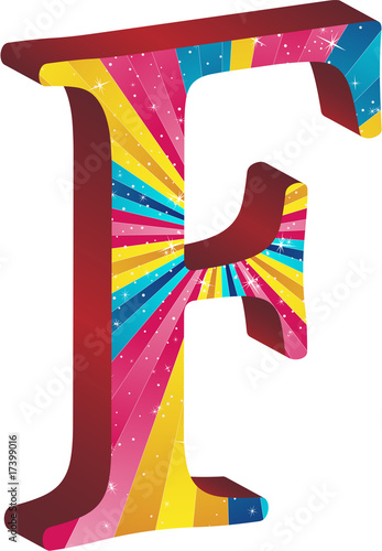 Colored alphabet with stripes and stars