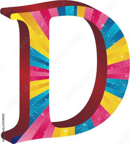 Colored alphabet with stripes and stars