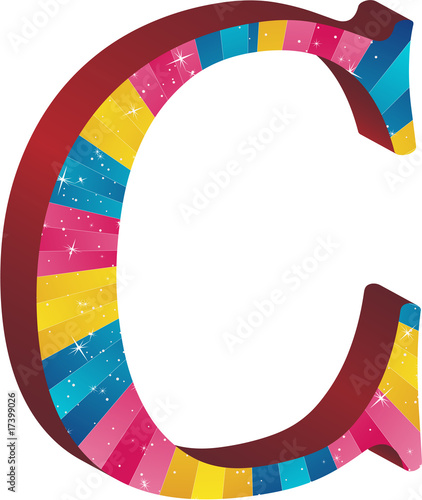 Colored alphabet with stripes and stars