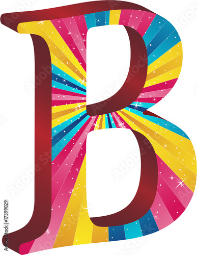 Colored alphabet with stripes and stars