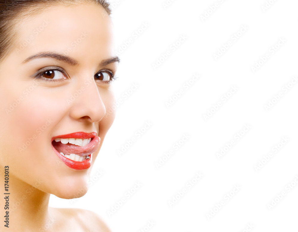 Fototapeta premium beautiful woman who puts tongue out