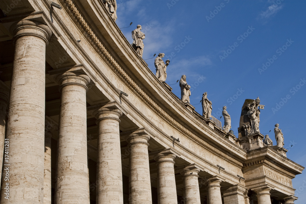 Colonnade at St Peters Sqare, Rome, Italy.