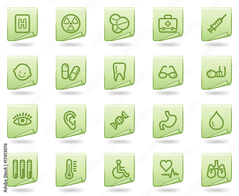 Medicine web icons, green document series Medicine web icons, green document series