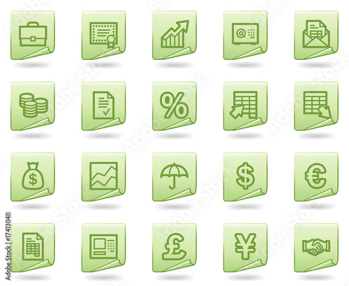 Finance web icons, green document series