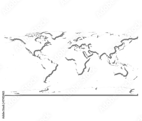 3D White World Map