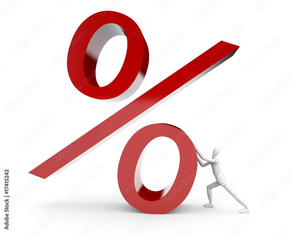 Man bring up Percent symbol Man bring up Percent symbol