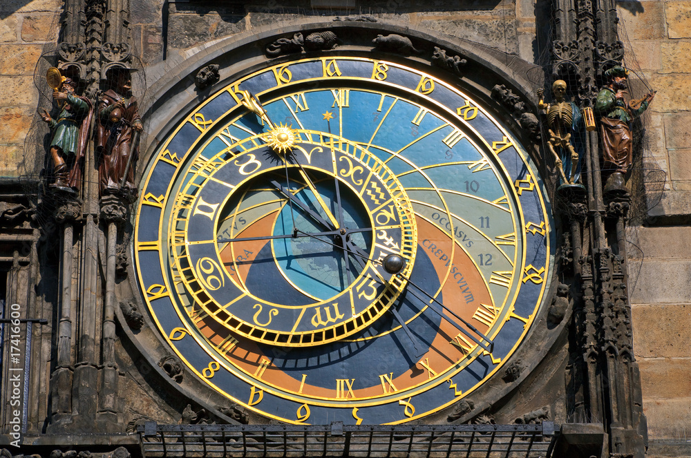 Astronomical clock on Town hall, Prague, Czech Republic.