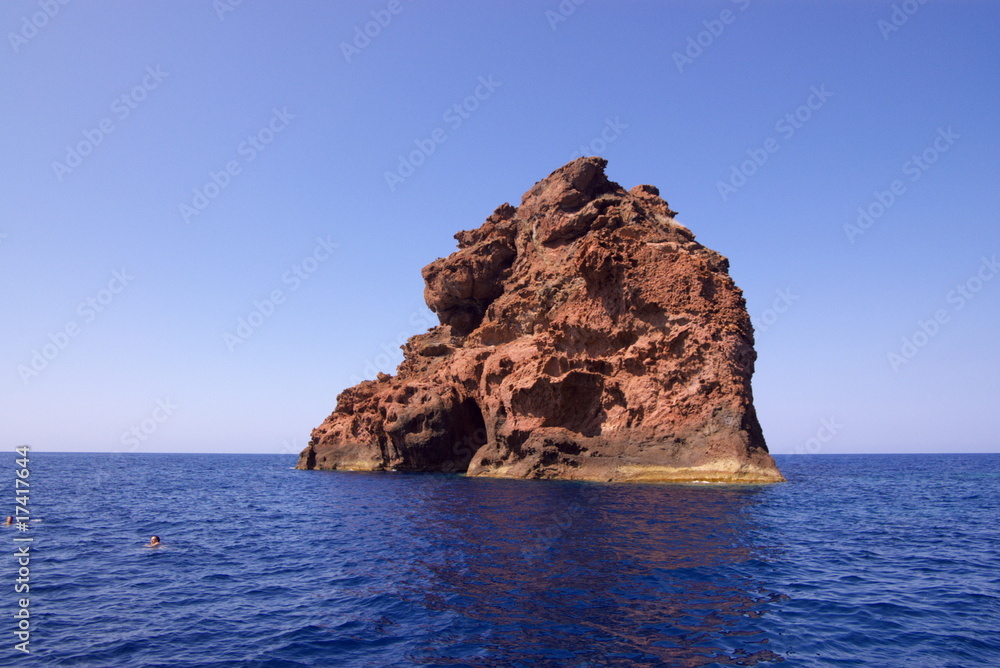 single cliff of Scandola peninsula in Corsica, France, Europe