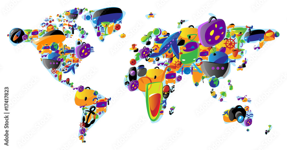 Fototapeta premium World map of colorful icons