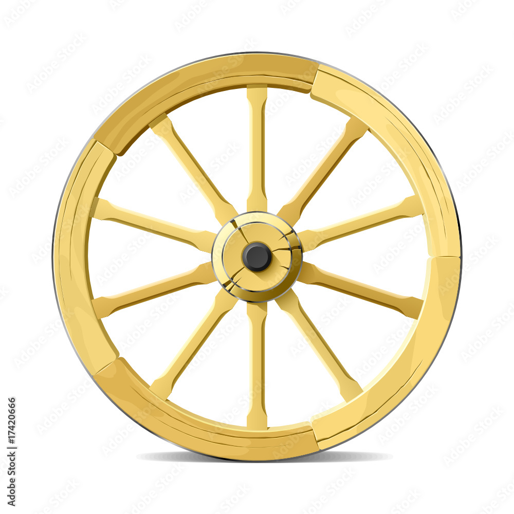 Wagon wheel. Vector illustration. Detailed portrayal.