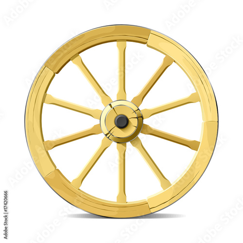 Wagon wheel. Vector illustration. Detailed portrayal.