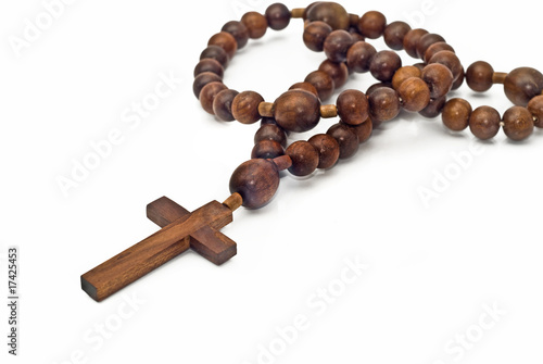 Brown Wooden beads isolated over white