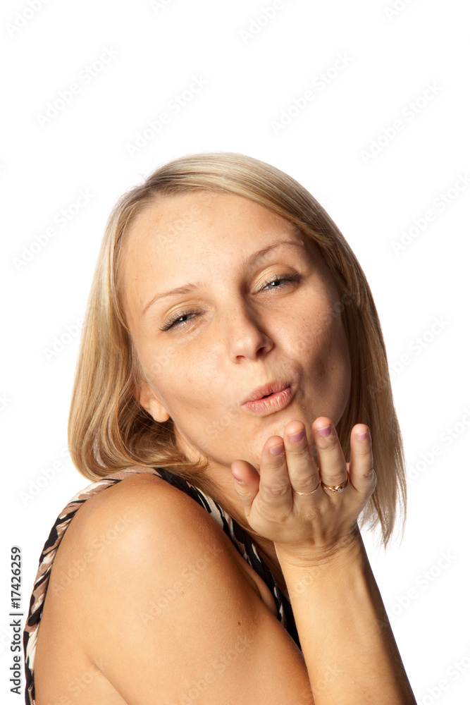 Pretty girl sends an air kiss