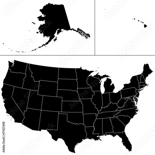 Detailed vector shape of the Unites States of America