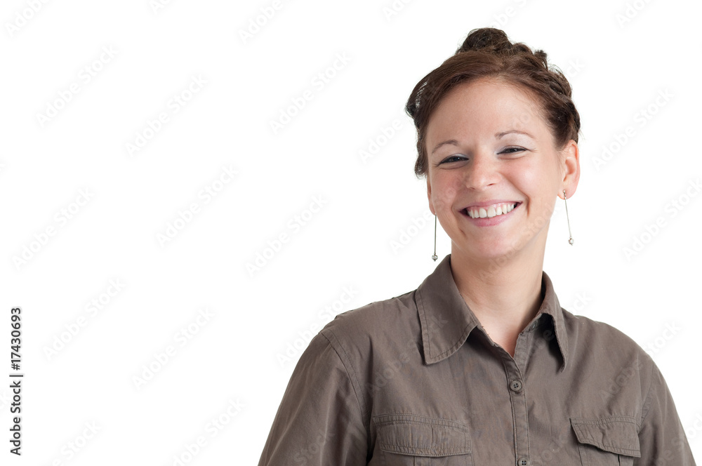 Portrait of smiling young woman. Isolated over white Portrait of smiling young woman. Isolated over white