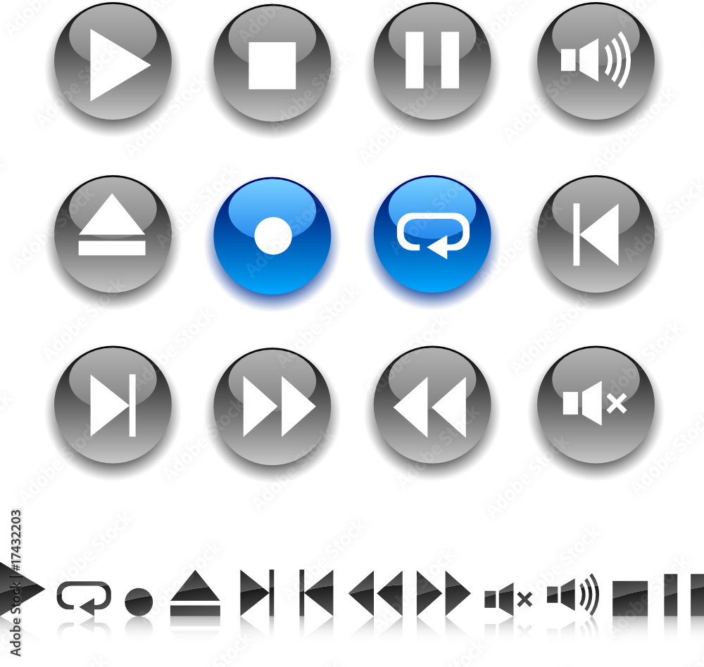 Player icon set. Vector illustration Player icon set. Vector illustration