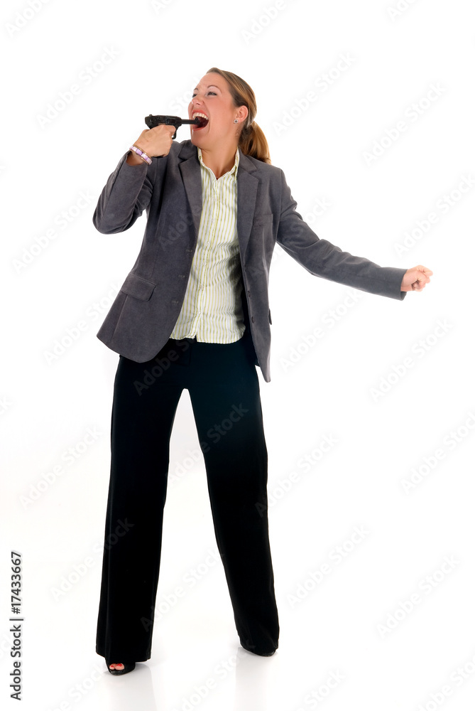 Businesswoman with weapon, gun Businesswoman with weapon, gun