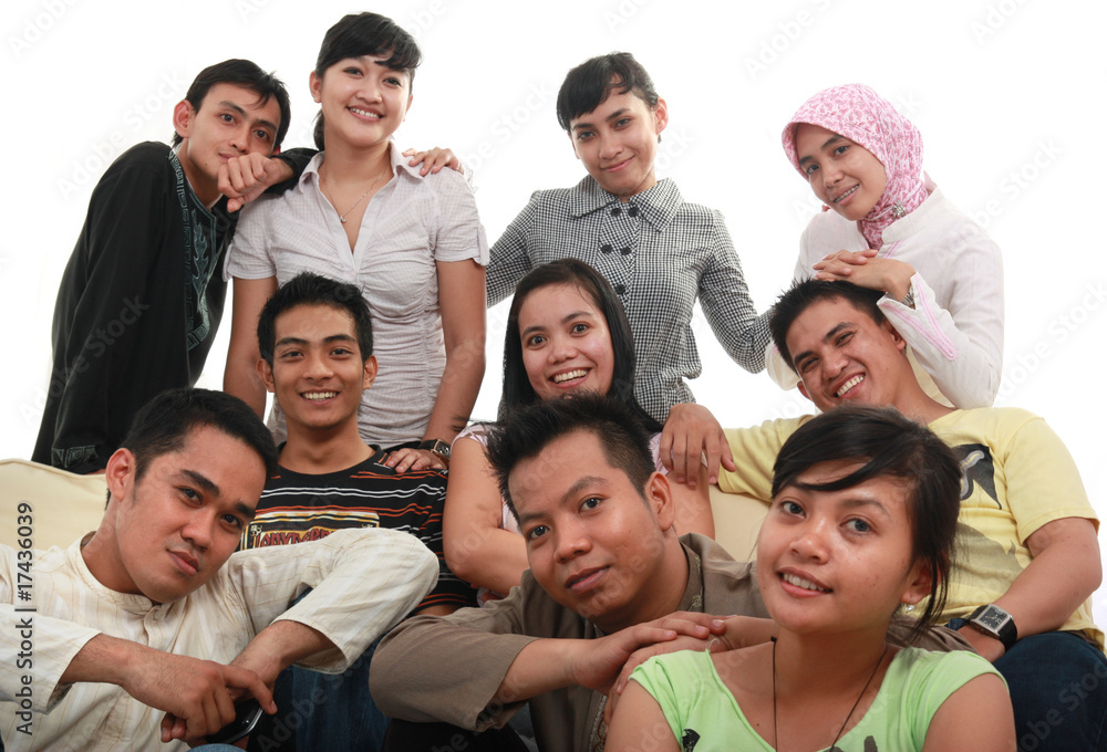 happy asian group friends happy asian group friends
