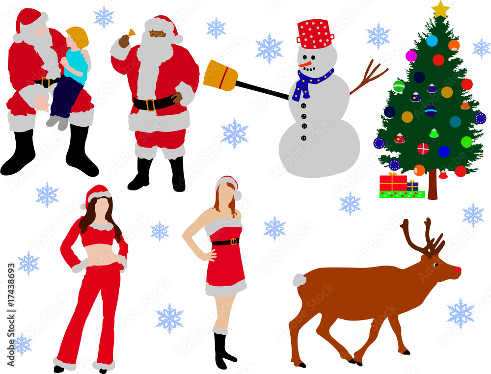 collection of christma vector silhouettes collection of christma vector silhouettes