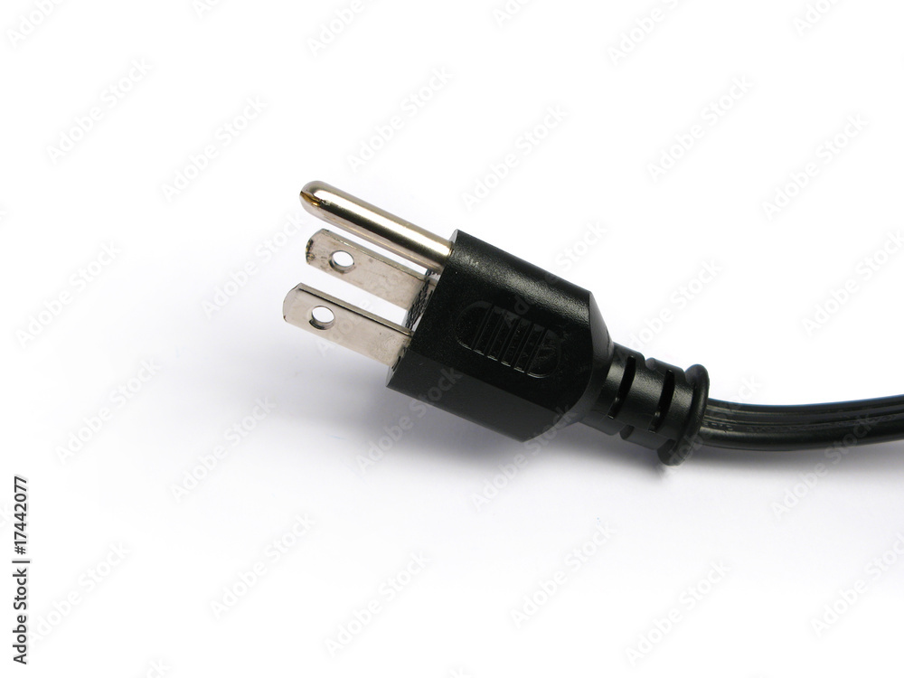 three-pin plug on white background three-pin plug on white background