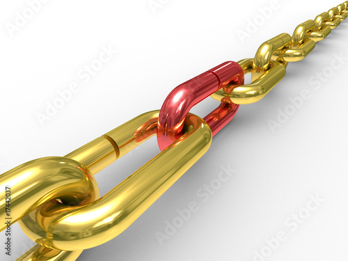 Gold chain on white background