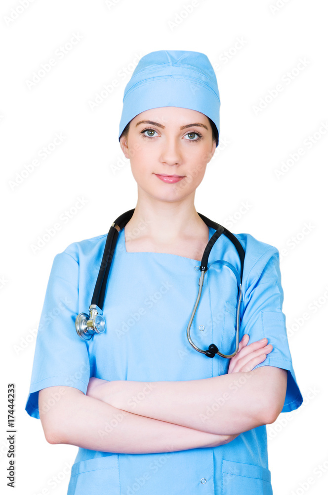 Young doctor isolated on the white background Young doctor isolated on the white background