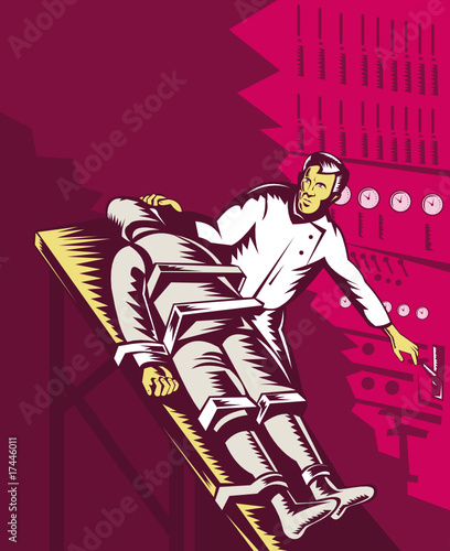 Dr Frankenstein about to turn power plank on