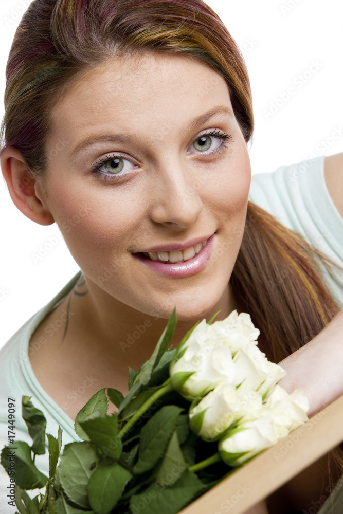 portrait of woman with roses portrait of woman with roses