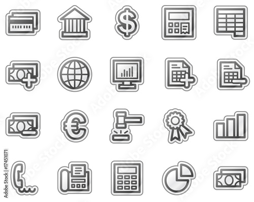 Banking web icons, grey sticker series
