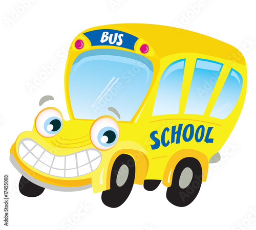 Isolated yellow school bus. Vector Illustration.