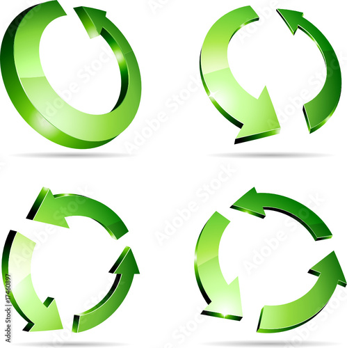 3d recycle symbols. Vector illustration.