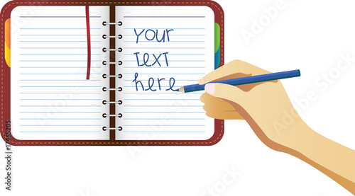 Hand Writing on organizer