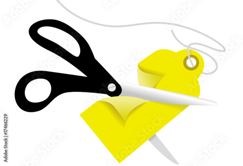 Scissors cut a retail business Price Tag