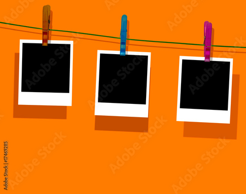 Blank Photos Hanging on a Clothes Line - Great design element