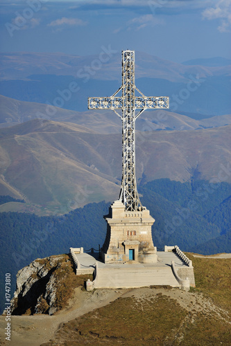 Caraiman heroes cross monument in Bucegi mountains Romania