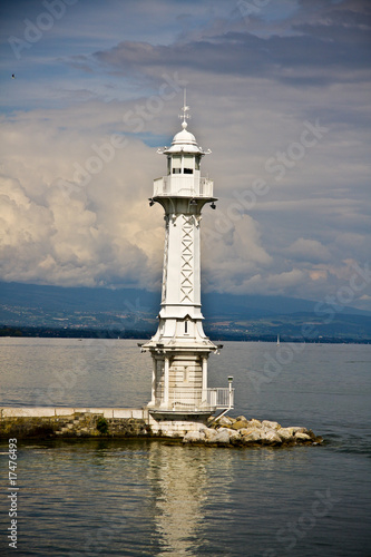 White lighthouse on the berth
