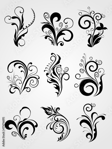 graphic design element floral tattoos