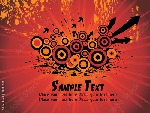 red rays, grunge, circle and arrows background