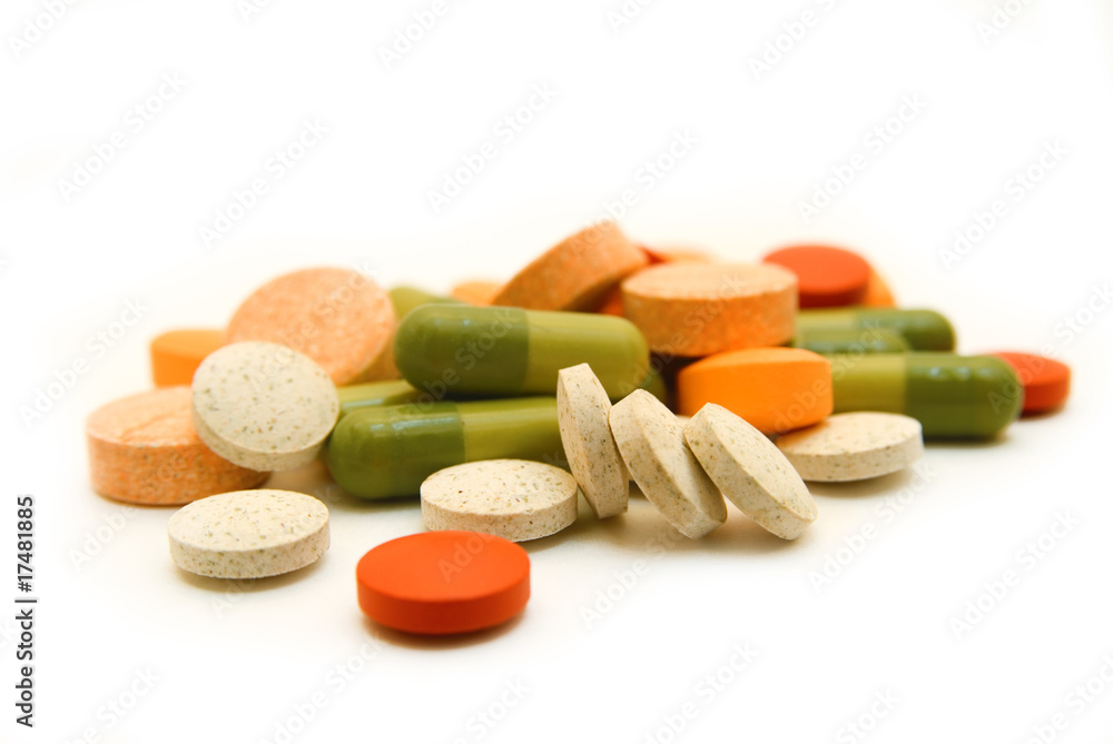 Pills on a white background Pills on a white background