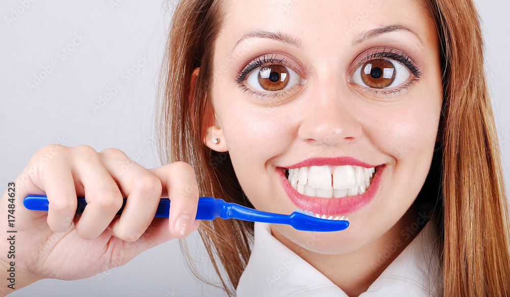 Funny face, comedy, brushing teeth Funny face, comedy, brushing teeth