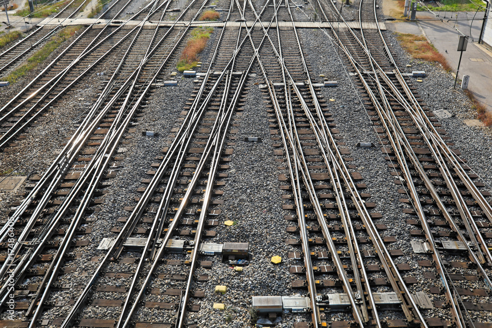 Eisenbahn Geleise mit Weichen Eisenbahn Geleise mit Weichen