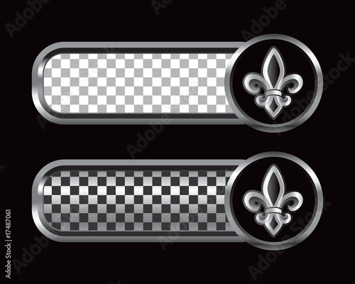 Fleur de lis on silver and black checkered tabs