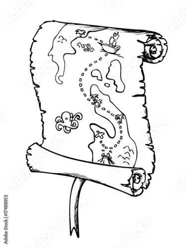 Schatzkarte, Rolle, Schatz, Papyrus, Piraten