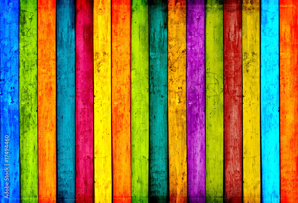 Colorful Wood Planks Background - obrazy, fototapety, plakaty 