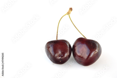 two cherries isolated on white