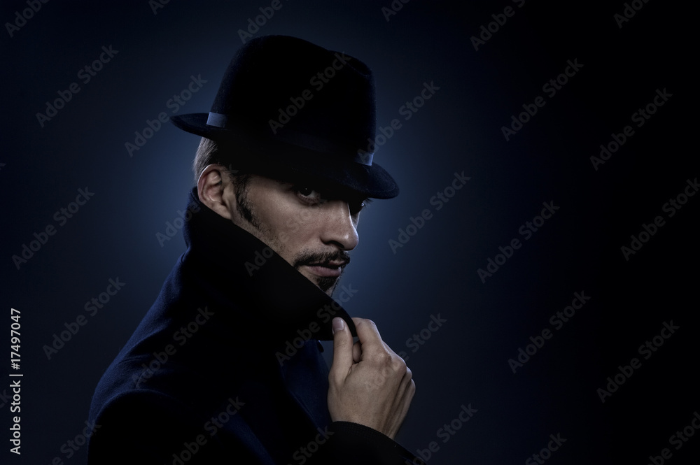 Mysterious man retro portrait Mysterious man retro portrait