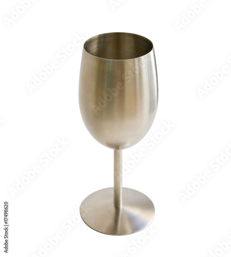 Metal goblet for wine isolated with clipping path photo