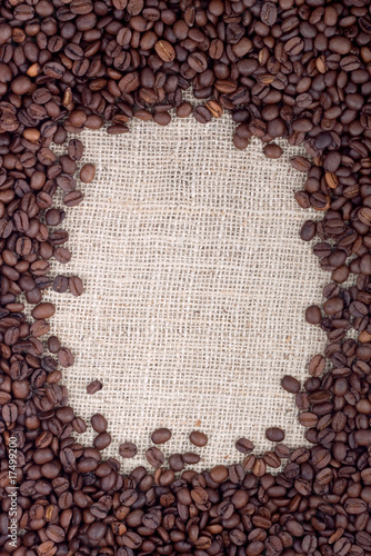 Brown roasted coffee beans.